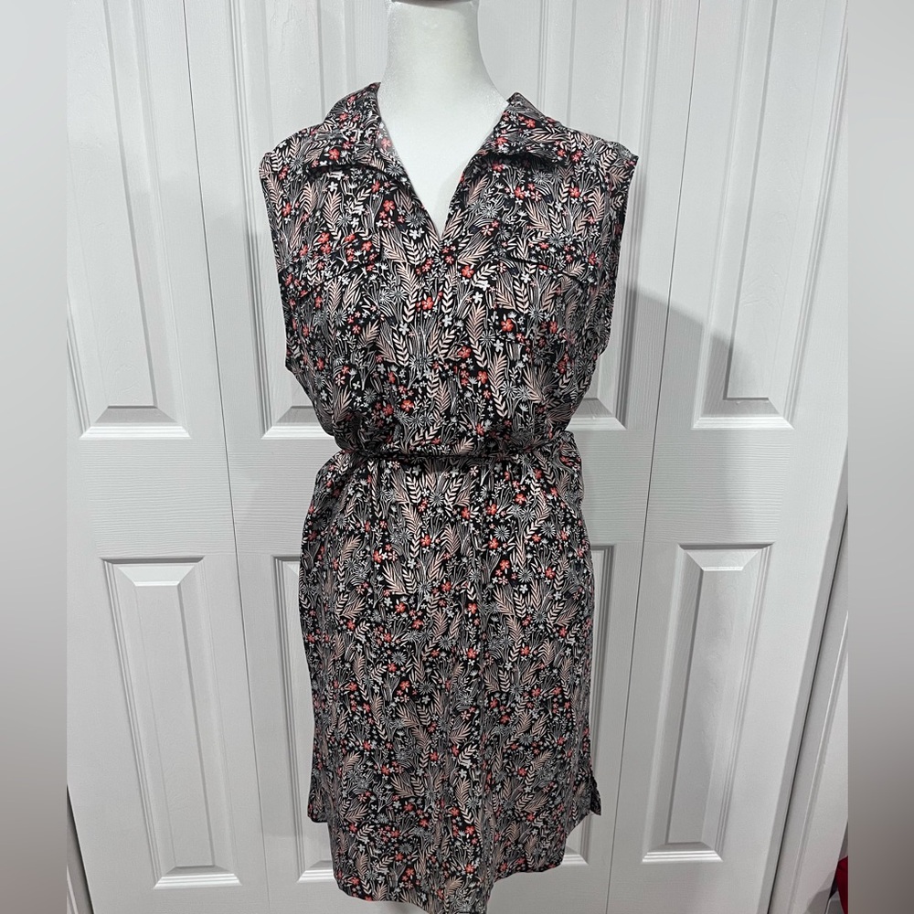 LOFT Multicolor Floral Pattern Shirt Dress